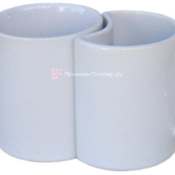 Кружка B1QL1, пара (полукруг и круг с ручкой сердцем), белая