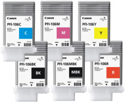 Комплект картриджей Canon PFI-106 (MBK,BK,M,C,Y,R) 6 шт x 130 мл