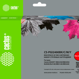 Картридж Cactus комплект CS-PGI2400BK/C/M/Y для Canon MAXIFY iB4040, IB4140, MB (C M Y K)