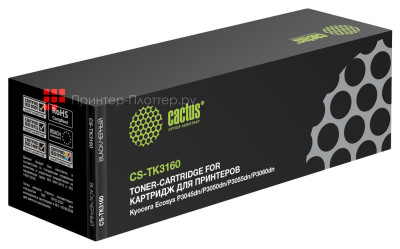 Картридж лазерный Cactus CS-TK3160 черный (12500 стр.) для Kyocera Ecosys P3045dn/P3050dn/P3055dn/P3060dn