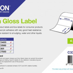 Бумага Epson High Gloss Label, 102 мм х 51 мм