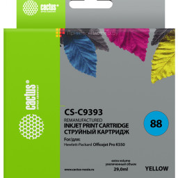 Картридж струйный Cactus CS-C9393 №88 желтый (29 мл) для HP DJ Pro K550