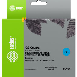 Картридж струйный Cactus CS-C9396 №88 черный (72 мл) для HP DJ Pro K550