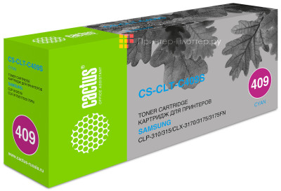 Картридж лазерный Cactus CS-CLT-C409S голубой (1000стр.) для Samsung CLP-310/315/CLX-3170/3175/3175FN