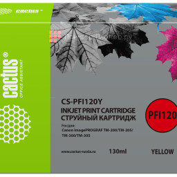 Картридж струйный Cactus CS-PFI120Y желтый (130мл) для Canon imagePROGRAF TM-200/TM-205/TM-300/TM-305