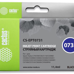 Картридж струйный Cactus CS-EPT0731 черный (11.4мл) для Epson Stylus С79/C110/СХ3900/CX4900/CX5900/CX7300/CX8300/CX9300
