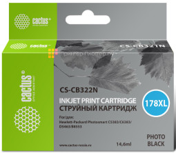 Картридж струйный Cactus CS-CB322N(CS-CB322) №178XL фото черный (14,6 мл) для HP PS B8553/C5383/C6383/D5463