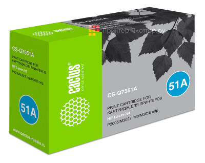 Картридж лазерный Cactus CS-Q7551A черный (6500 стр.) для HP LJ P3005/M3027/M3035