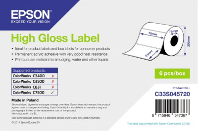 Бумага Epson High Gloss Label, 76 мм х 51 мм