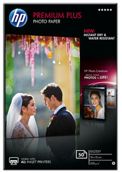 Бумага HP Premium Plus Glossy Photo Paper, глянцевая, 10 x 15 см (100 x 150 мм), 300 г/кв.м (50 листов)