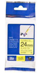 Brother желтая эластичная пленка для наклеек с черным шрифтом, 24 мм x 8 м