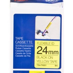 Brother желтая эластичная пленка для наклеек с черным шрифтом, 24 мм x 8 м