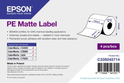 Бумага Epson PE Matte Label, 102 мм x 152 мм