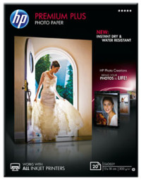 Бумага HP Premium Plus Glossy Photo Paper, глянцевая, 13 x 18 см (130 x 180 мм), 300 г/кв.м (20 листов)