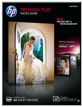 Бумага HP Premium Plus Glossy Photo Paper, глянцевая, 13 x 18 см (130 x 180 мм), 300 г/кв.м (20 листов)