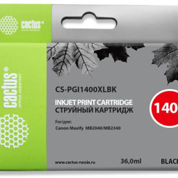 Картридж струйный Cactus CS-PGI1400XLBK черный (36мл) для Canon MB2050/MB2350/MB2040/MB2340