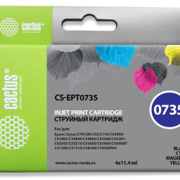Картридж струйный Cactus CS-EPT0735 черный/голубой/пурпурный/желтый набор (45.6мл) для Epson Stylus С79/C110/СХ3900/CX4900