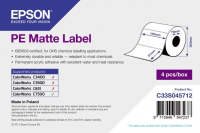 Бумага Epson PE Matte Label, 102 мм x 51 мм