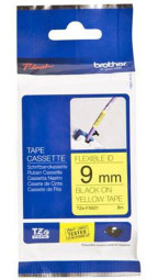 Brother желтая эластичная пленка для наклеек с черным шрифтом, 9 мм x 8 м