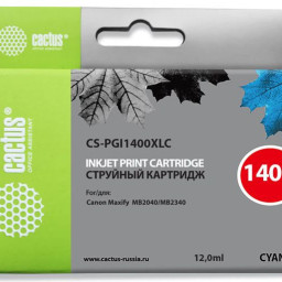 Картридж струйный Cactus CS-PGI1400XLC синий (12мл) для Canon MB2050/MB2350/MB2040/MB2340