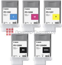 Комплект картриджей Canon PFI-120 (MBK,BK,C,M,Y) 4 шт x 90 мл, 1 шт x 130 мл