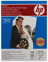 Бумага HP Premium Plus High-Gloss Photo Paper, глянцевая, 10 x 15 см (100 x 150 мм), 280 г/кв.м (20 листов)