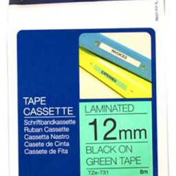 Brother зеленая плёнка для наклеек с черным шрифтом, 12 мм x 8 м