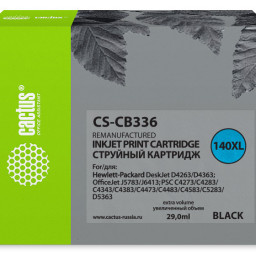 Картридж струйный Cactus CS-CB336 №140XL черный (29 мл) для HP DJ D4263/D4363/DJ J5783/J6413/PSC C4273/C4283/C4343/C4383/C4473/C4483/C4583/C5283/D5363