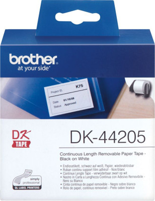 Brother белая бумажная клеящаяся лента DK44205, 62 x 30,48 мм