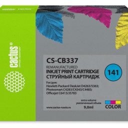 Картридж струйный Cactus CS-CB337 №141 многоцветный (9 мл) для HP DJ D4263/D4363/D5360/DJ J5783/J6413
