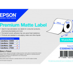 Бумага Epson Premium Matte Label, матовая, 105мм x 35м