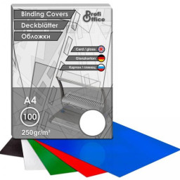 Обложки ProfiOffice, A4, картон, глянцевые, белые, 100 шт.