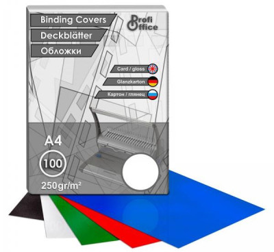 Обложки ProfiOffice, A4, картон, глянцевые, белые, 100 шт.
