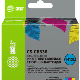 Картридж струйный Cactus CS-CB338 №141XL многоцветный (18 мл) для HP DJ D4263/D4363/D5360/DJ J5783/J6413/PS C4273/C4283/C4343/C4383/C4473/C4483/C4583/C5283/D5363