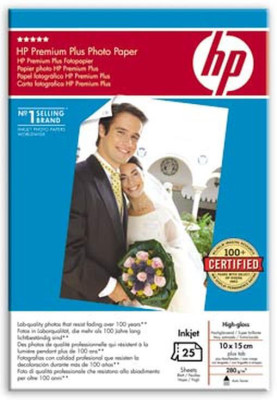 Бумага HP Premium Plus High-Gloss Photo Paper, глянцевая, 10 x 15 см (100 x 150 мм), 280 г/кв.м (25 листов)