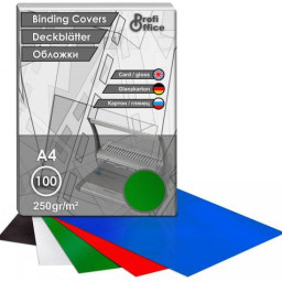 Обложки ProfiOffice, A4, картон, глянцевые, зеленые, 100 шт.