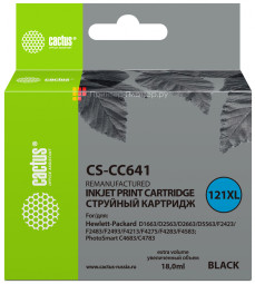 Картридж струйный Cactus CS-CC641 №121XL черный (18 мл) для HP DJ D1663/D2563/D2663/D5563/F2423/F2483