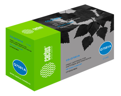 Картридж лазерный Cactus CS-Q7581A голубой (6000 стр.) для HP CLJ CP3505/3800