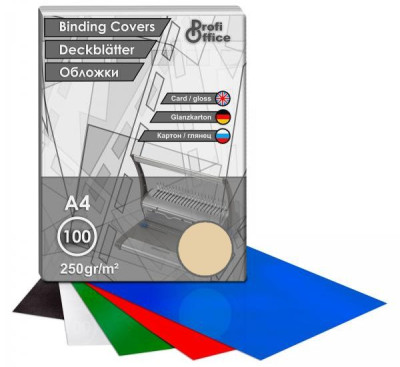Обложки ProfiOffice, A4, картон, глянцевые, золотые, 100 шт.
