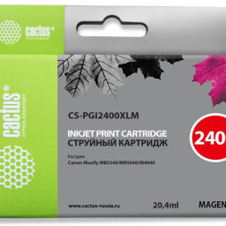Картридж струйный Cactus CS-PGI2400XLM пурпурный (20.4мл) для Canon MAXIFY iB4040/ МВ5040/ МВ5340