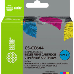 Картридж струйный Cactus CS-CC644 №121XL многоцветный (18 мл) для HP DJ D1663/D2500/D2563/D2663/D5563/F2423/F2493/F4213/F4275/F4280/F4283/F4583/PS C4683/C4783