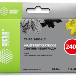 Картридж струйный Cactus CS-PGI2400XLY желтый (20.4мл) для Canon MAXIFY iB4040/ МВ5040/ МВ5340