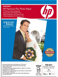 Бумага HP Premium Plus High-Gloss Photo Paper, глянцевая, A4 (210 x 297 мм), 280 г/кв.м (20 листов)