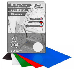 Обложки ProfiOffice, A4, картон, глянцевые, серебряные, 100 шт.