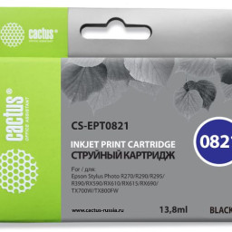 Картридж струйный Cactus CS-EPT0821 черный (13.8мл) для Epson Stylus Photo R270/290/RX590