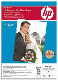 Бумага HP Premium Plus High-Gloss Photo Paper, глянцевая, A4 (210 x 297 мм), 280 г/кв.м (20 листов)