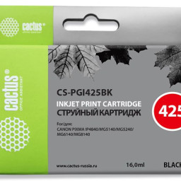 Картридж струйный Cactus CS-PGI425BK черный пигментный (16мл) для Canon Pixma iP4840/MG5140/5240/6140/8140/MX884