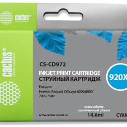 Картридж струйный Cactus CS-CD972 №920XL синий (10,5 мл) для HP DJ 6000/6500/7000/7500