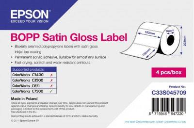 Бумага Epson Satin Gloss Label, 102 мм x 152 мм