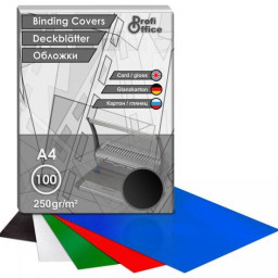 Обложки ProfiOffice, A4, картон, глянцевые, черные, 100 шт.